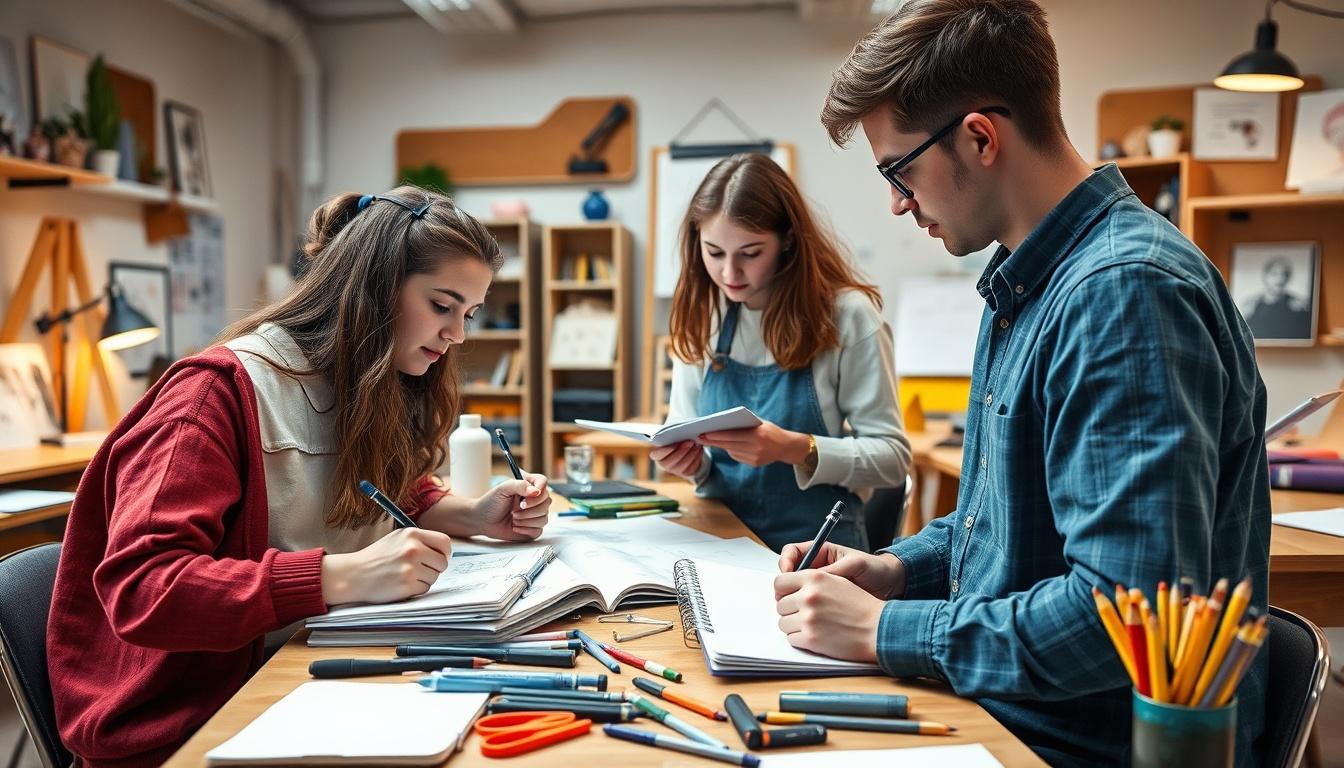 Student using learning strategies while studying